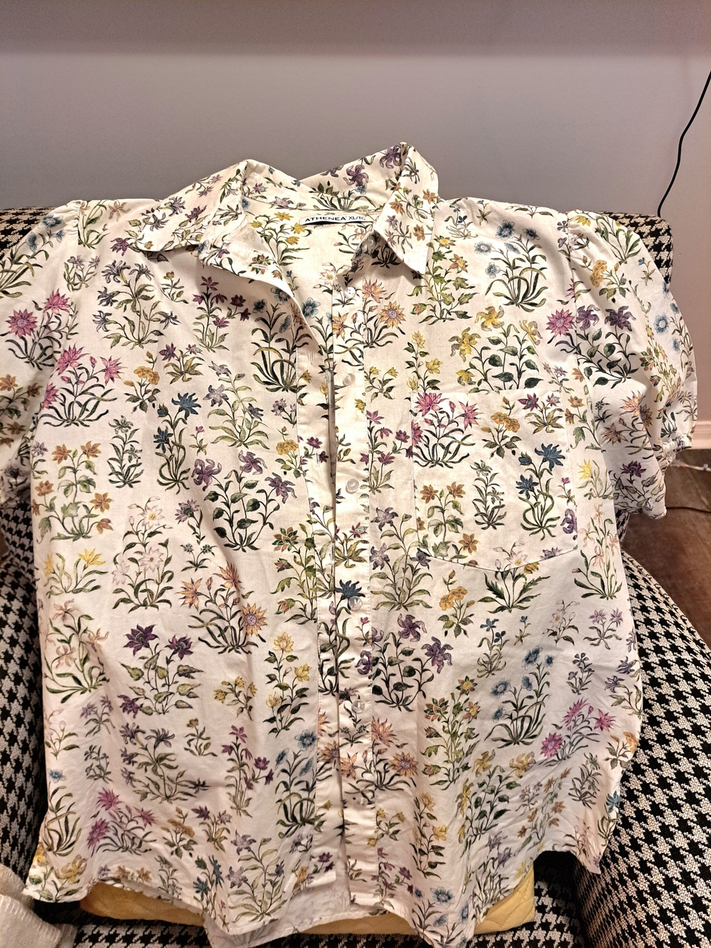 Athena Cream Floral Button-Down Shirt with Multicolor Blooms